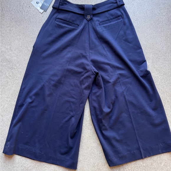 Lauren Ralph Lauren Cropped Pleated Wide Leg Trousers  Sz Large With Belt NAVY - Picture 9 of 14